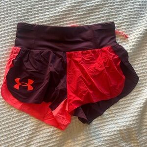 NWOT Under Armour XS Women’s Run Trail Short Burgundy/red/coral multicolor